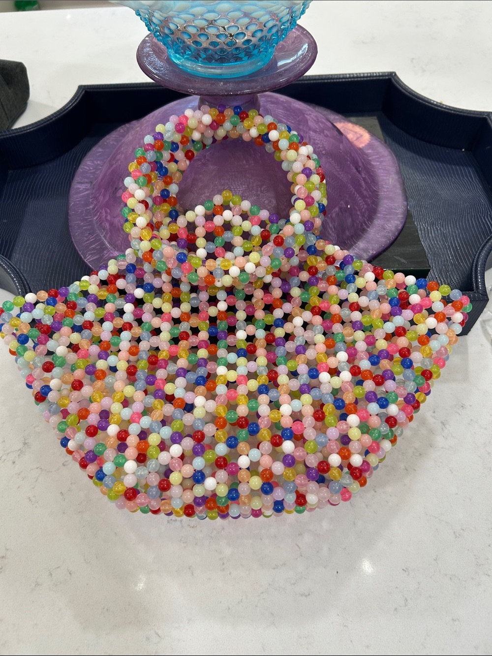 Colorful Beaded Mini Tote Bag / Y2K Candy Bead Handbag